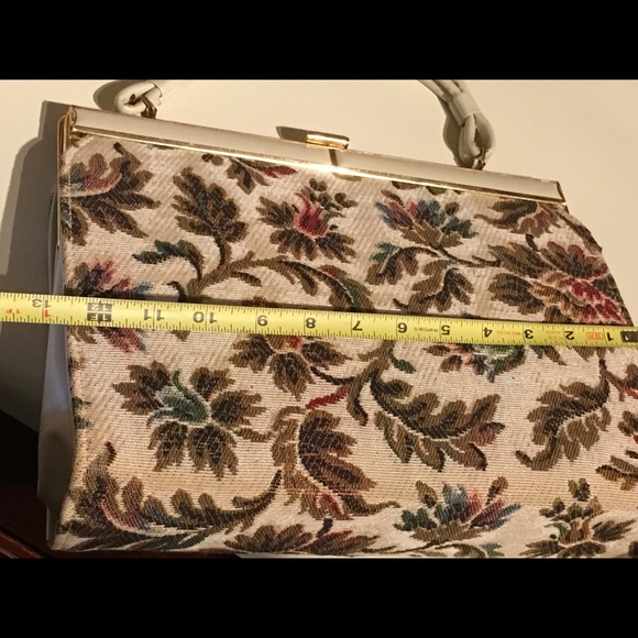 Vintage Antique Fall Floral Tapestry Handbag Purse - Picture 7 of 8